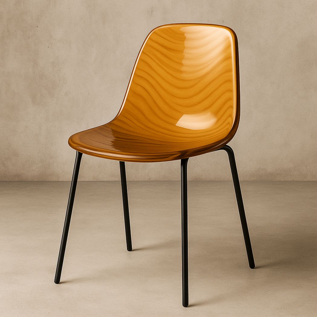 Chaise de salle à manger courbée en plastique ABS bois/Acier noir 45x40x85 cm