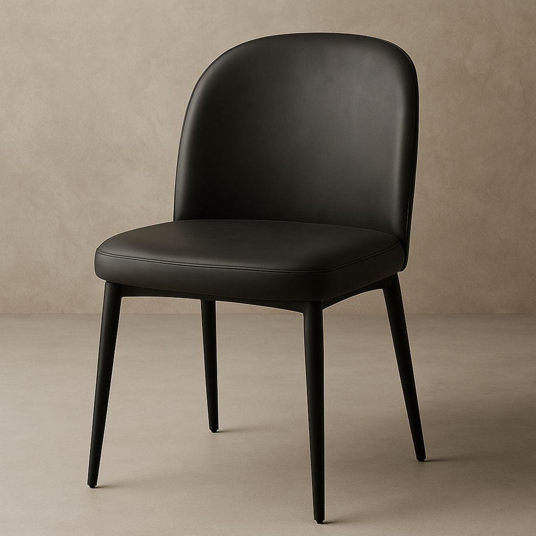 Chaise Design en Similicuir Noir avec Pieds Métal Hauteur 85cm Largeur 50cm Profondeur 55cm