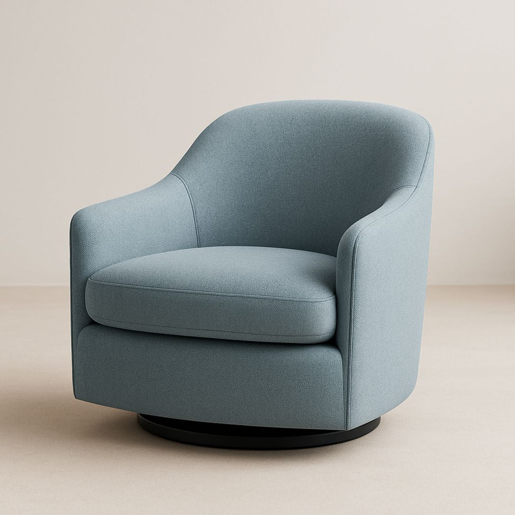 Fauteuil pivotant tissu polyester bleu avec piètement rotatif