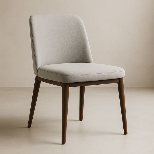 Chaise en tissu moderne, structure bois massif, beige, 80 cm x 50 cm x 55 cm