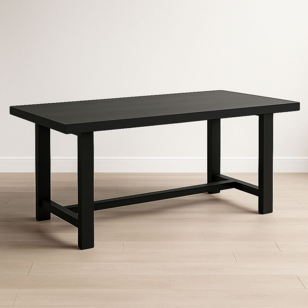 Table rectangulaire bois massif noir 180x90x75 cm