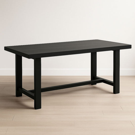 Table rectangulaire bois massif noir 180x90x75 cm