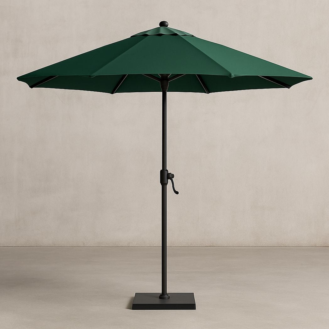 Parasol de Jardin Rond en Polyester Vert avec Mât en Aluminium et Base en Acier, Diamètre 300 cm, Hauteur 250 cm