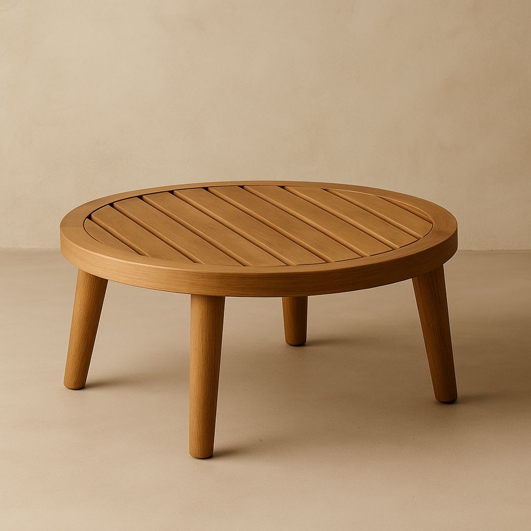 Table basse ronde en bois massif chêne diamètre 60 cm x H30 cm