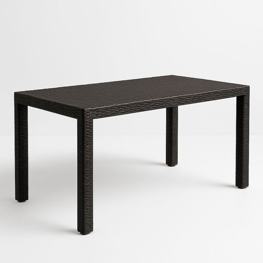 Table à manger rectangulaire en résine tressée marron 150cm x 90cm x 75cm